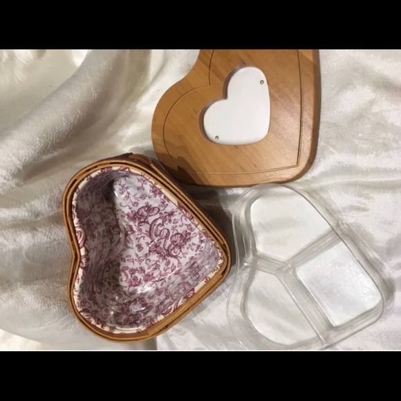 New Longaberger 2000 Sweetheart Little Love Purple Accent Heart Basket Combo Set